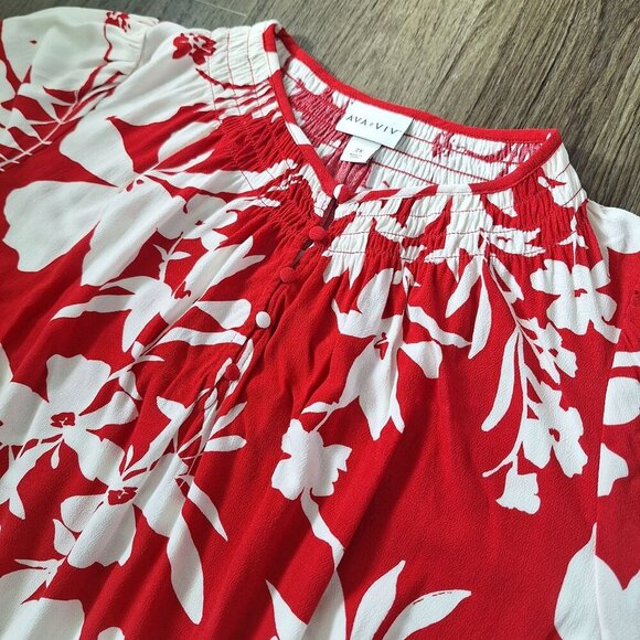 💙 Ara & Viv Soft Flowy Floral Tropical Midi Pockets Summer Dress 100% Rayon Siz - Picture 8 of 11